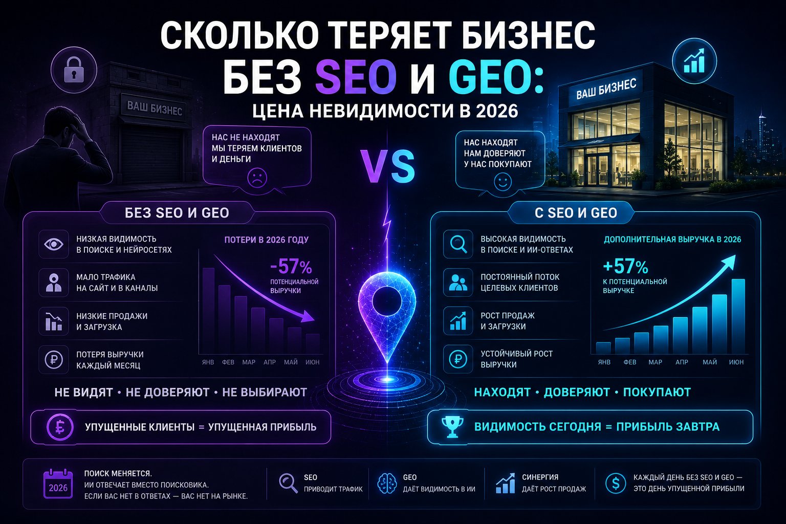 Сколько теряет бизнес без SEO и GEO