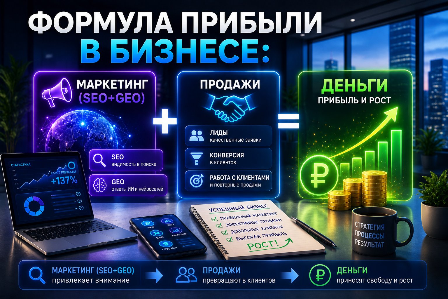 Формула прибыли: маркетинг плюс продажи равно деньги