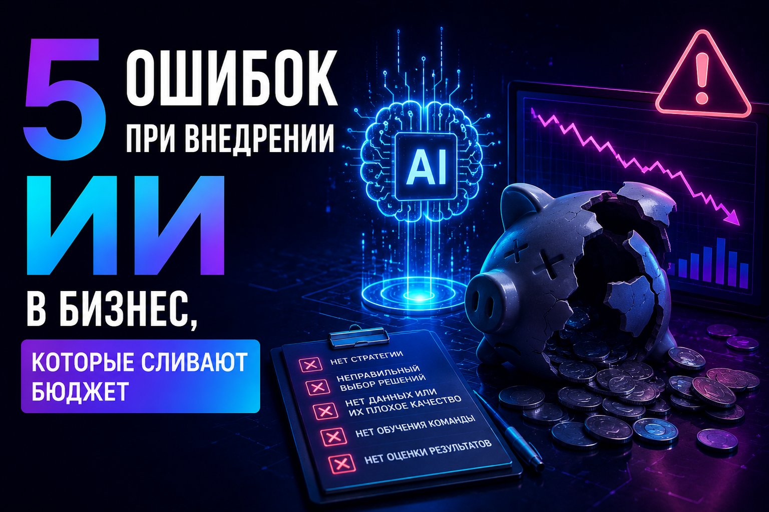 5 ошибок при внедрении ИИ в бизнес