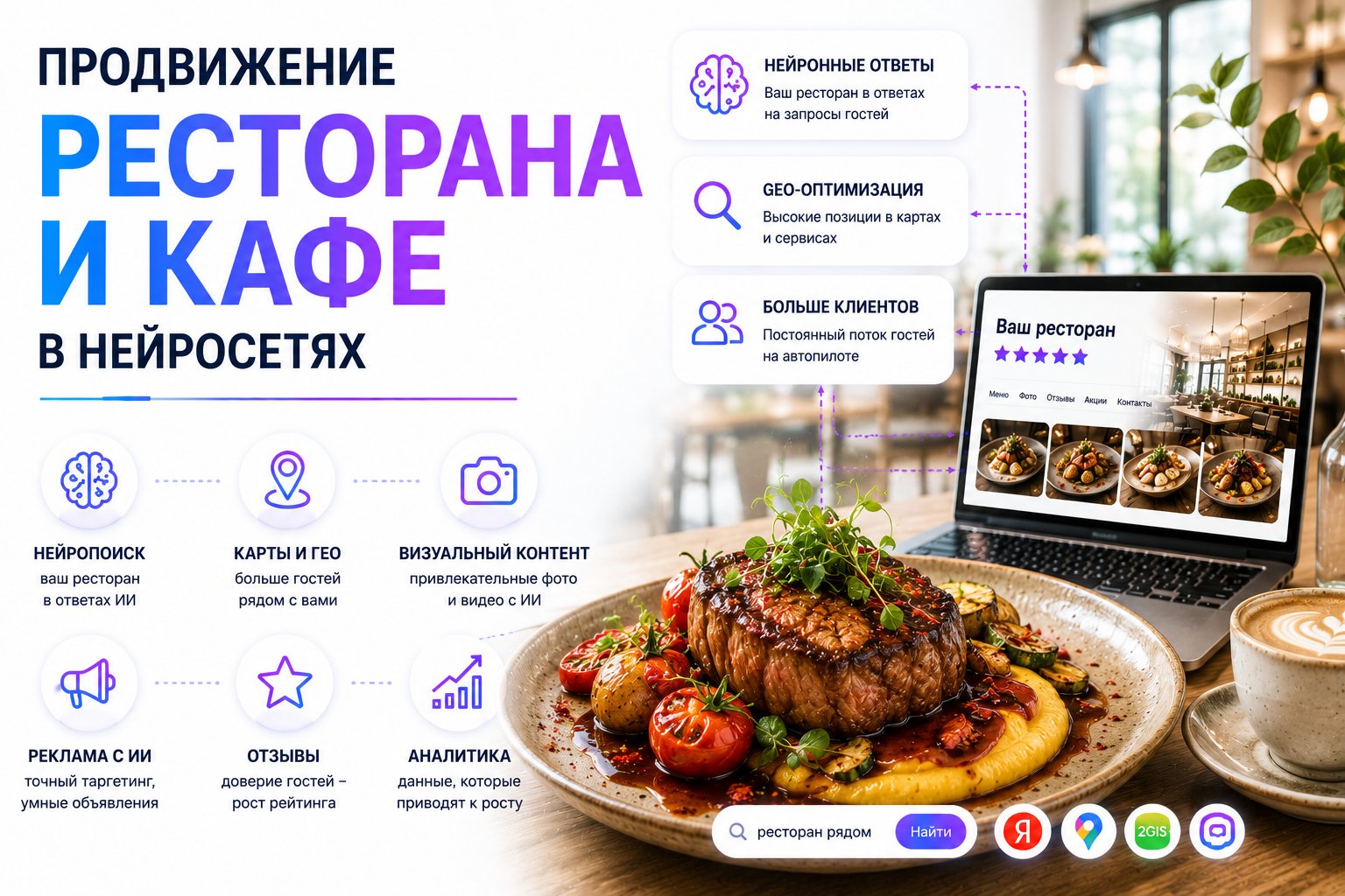 Продвижение ресторана и кафе в нейросетях