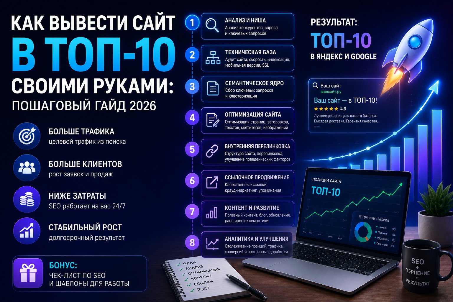 Как вывести сайт в ТОП-10 своими руками