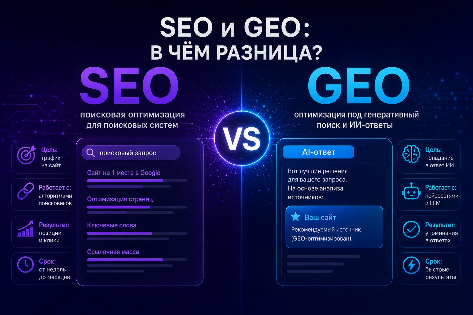 SEO продвижение сайтов и GEO оптимизация