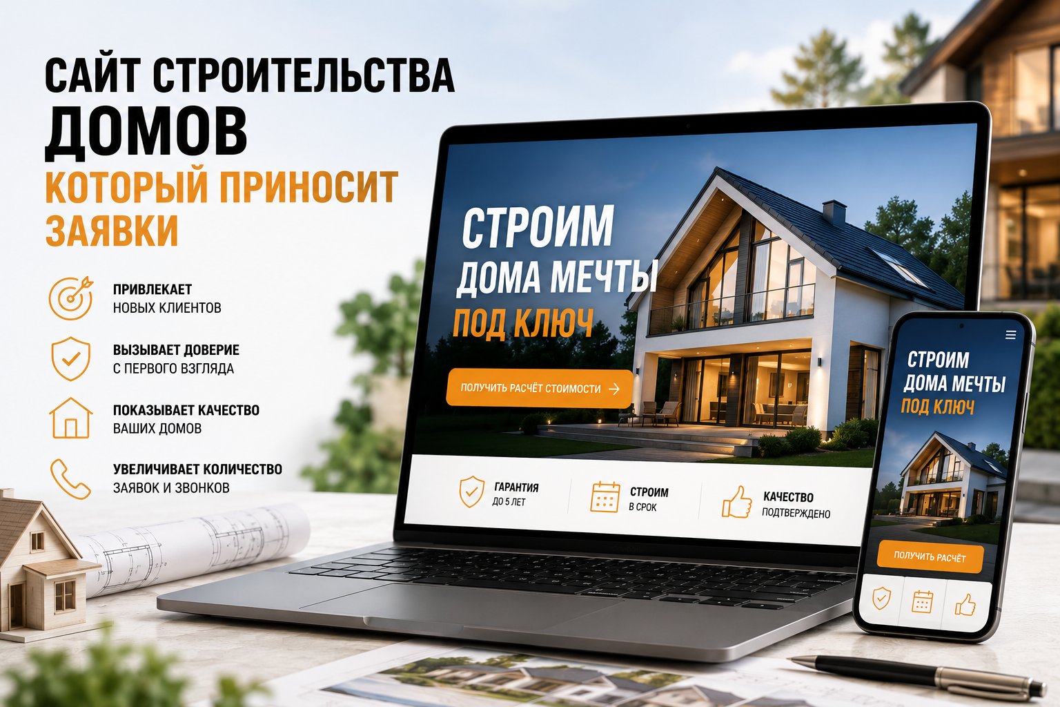 Сайт строительства домов, который приносит заявки