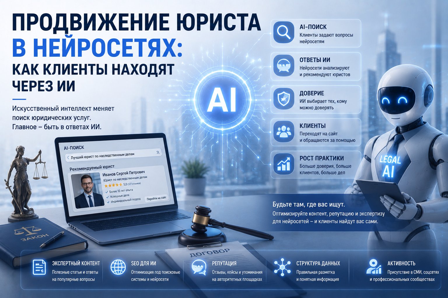 Продвижение юриста в нейросетях: как клиенты находят юриста через ИИ